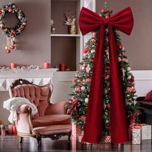 Fluffy Large Velvet Christmas Bows Giant Christmas Bows for Backdrop Party Room Wall Decor Christmas <b>Tree</b> Decoration - Product Image 4