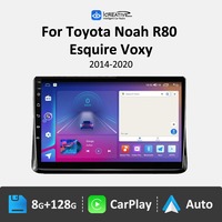 Radio mobil Android 10, untuk Toyota Noah R80 Esquire Voxy 2014 - 2020 GPS pemutar Multimedia Stereo CarPlay nirkabel QLED No 2din DVD