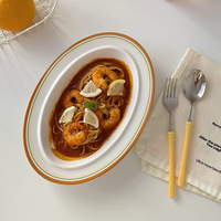 Assiette à soupe ovale rétro en céramique Solhui Korea Ins Coil, vaisselle de table pour la maison