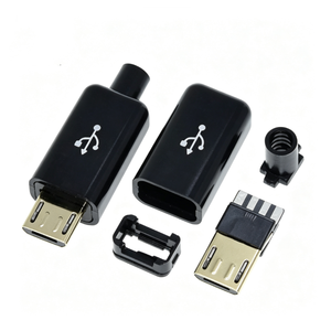 Connecteur Micro USB 2A mâle 4 broches nickelé à souder avec coque pour charge et données DIY Android - Product Image 1