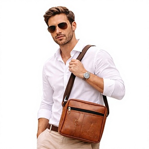 Bolso cruzado de cuero PU vintage para hombre, bandolera ajustable, bolso de hombro informal, para viajes, negocios, oficina, unisex - Product Image 1
