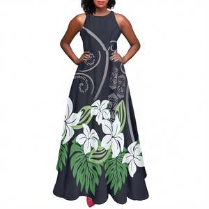 Polynésien Tribal Hawaii blanc Hibiscus imprimer personnalisé une ligne fête grande balançoire robe <span class=keywords><strong>2022</strong></span> grande taille Maxi robes <span class=keywords><strong>d</strong></span>écontracté nuit Muumu - Product Image 1