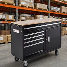 Banc de travail professionnel robuste avec chariot à outils roulant, armoire auxiliaire pour outils, boîte de rangement pour mécaniciens et garages - Product Image 6