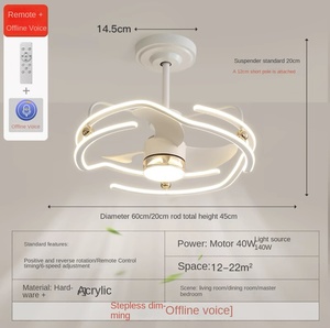 Nordique De Luxe Nordique Lumière De Luxe Conversion De Fréquence Lampe Invisible Moderne Minimaliste Salon Salle À Manger Plafonniers Ventilateur - Product Image 4