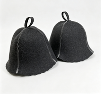 Chapeau de sauna en feutre de laine noir avec bord festonné à points zigzag blancs, résistant à la chaleur, pour la salle de sauna et le spa à domicile