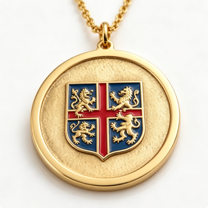 Médaille en alliage de zinc plaqué or avec design de blason en émail dur, souvenir patriotique circulaire artisanal - Product Image 5