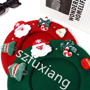 2024 nouvelle conception automne/hiver laine Tweed béret chapeau cadeaux de noël pour les étudiants parent-enfant peintre <span class=keywords><strong>2023</strong></span> - Product Image 4