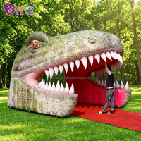 Tunnel publicitaire gonflable géant en forme d'animal mascotte, accessoire d'Halloween gonflable personnalisé, tête de dinosaure gonflable pour la décoration