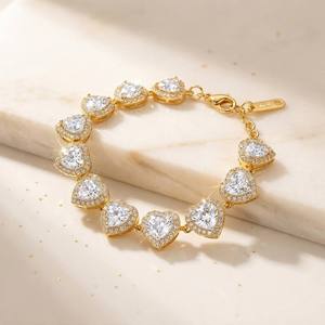 Colección de Pulseras de Cristal, 9 Estilos: Redondas, Corazón, Flor, Rectangulares, Halo, CZ, Chapado en Oro PVD de 18K, Juego de Pulseras para Mujer, Venta al Por Mayor - Product Image 4