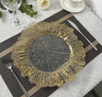 Plaque de présentation acrylique 13 pouces en plastique transparent avec bord doré fournisseurs de table d'événement de mariage
