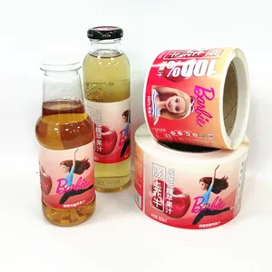 Stiker Logo Perekat Kustom Perekat Buram Botol Jus Apple Antiair Gulungan Label