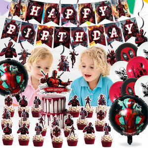 Nueva llegada dibujos animados superhéroe bandera foto de fondo tela fiesta de cumpleaños tema decoración globo <span class=keywords><strong>muerto</strong></span> conjunto de piscina - Product Image 4