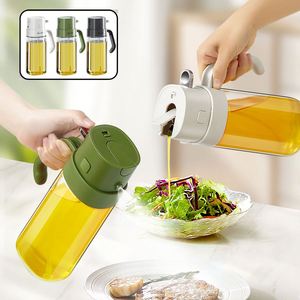 Distributeur d'huile 2-en-1 personnalisé grande capacité 550 ml, pulvérisateur d'huile d'olive en verre anti-fuite pour cuisine - Product Image 1
