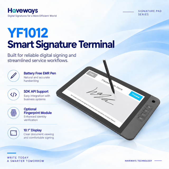 HAVEWAYS 10.1 Inch Electronic Signature Pad Digital Signature Tablet with Stylus SDK API for Document Signing