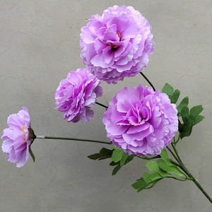 Double Dragon Snow Peony White Silk <b>Hydrangea</b> Decorative Wedding Wall <b>Artificial</b> <b>Flowers</b> Double Dragon Snow Peony White 4 Head - Product Image 6