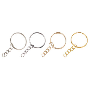 Porte-clés en métal rond de 25 mm, plaqué laiton, accessoires de bijoux DIY, pendentif pour porte-clés - Product Image 2