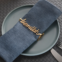 Porte-serviettes rectangulaire artisanal avec calligraphie islamique arabe Bismillah, idéal pour les fêtes du Ramadan