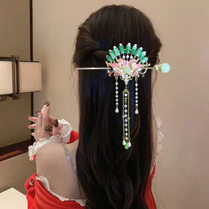 Pasador de Pelo Hanfu Chino Hecho a Mano, Accesorio Floral para el Cabello con Borlas Largas para Mujeres y Niñas, Estilo Antiguo, Palillo para el Cabello, Accesorios para el Cabello - Product Image 1