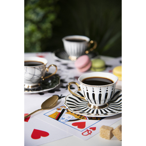 Ensemble de 6 tasses et soucoupes à café Excelsa Alice en porcelaine 10 cl blanc avec bordure or noir modèle Chine 66612 - Product Image 4