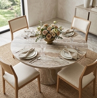 Table à manger de style Wabi-sabi, luxe léger, motif travertin, moderne et minimaliste, pour maison modèle, petit appartement ou restaurant