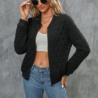 Blouson bomber matelassé léger pour femme, col côtelé, manches longues, fermeture éclair intégrale, manteau décontracté d'automne