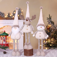 Adornos Navideños de Reno, Figuras de Tela Tejida Elástica con Diseño de Dibujos Animados, Decoraciones a Rayas para Escaparates