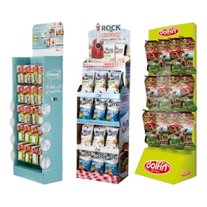 ชั้นวางสินค้าแบบตั้งพื้นสำหรับร้านค้าปลีก ทำจากกระดาษลูกฟูก สำหรับโชว์ขนมและอาหารในซูเปอร์มาร์เก็ต - Product Image 1