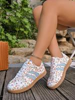 Damen Mehrfarbige Blumenmuster Low-Top Freizeitschuhe mit Eigenem Logo Umweltfreundliche Atmungsaktive Schnür-Walkingschuhe
