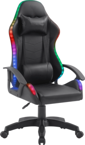 Chaise de jeu économique en cuir, pivotante à 360°, réglable en hauteur, avec vérin à gaz à 2 niveaux, pieds coniques, couleur personnalisable, mobile - Product Image 2