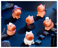 Décoration de jardin, fantôme de dessin animé d'Halloween, citrouille, vampire, momie, sorcière, chapeau, capybara, résine, animal, mini accessoires de maison de poupée, jouets pour enfants