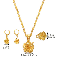 Ensemble collier et boucles d'oreilles tendance en cuivre à motif fleur d'hibiscus hawaïenne pour femme, inspiré des cadeaux de mariage de Guam, de la Micronésie et des îles Marshall