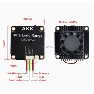 5.8GHz 4900-6060MHz AKK TX5000AC 5W VTX FPV 无人机配件视频发射器 25mW/200mW/500mW/1000mW/3000mW/5000mW 96通道低延迟 - Product Image 5