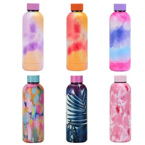 Commercio all'ingrosso Eco 500 750 ml gomma opaca vernice colorata doppia parete vuoto Tie Dye bottiglia d'acqua in acciaio inox termo personalizzato