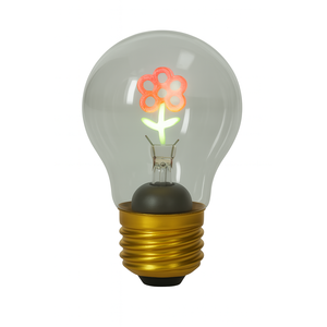 Lampe à bulbe en verre à fleurs rouges, accessoire de décoration de bureau - Product Image 1