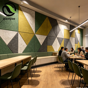 Tuiles murales décoratives en laine de bois colorée QIANQIAO, 15 couleurs, pour le traitement acoustique des intérieurs de restaurants, panneaux décoratifs muraux, vente en gros - Product Image 1