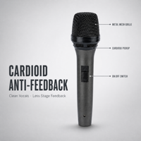 Microphone dynamique cardioïde anti-Feedback avec grille en acier, micro filaire avec interrupteur marche/arrêt pour scène live et performance karaoké