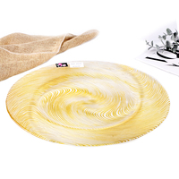 Assiettes de présentation de luxe en verre avec bordure dorée, 13 pouces, pour service de table, vente en gros, mariage