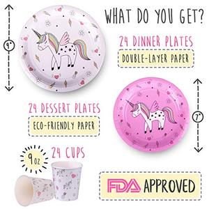 YOT-Paquete de suministros para fiesta de cumpleaños de niños, 192 piezas, arcoíris, suministros de fiesta, más cartel de feliz cumpleaños, rosa, servicio 24 - Product Image 6