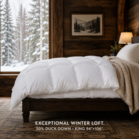 Couette d'hiver ultra-chaude 50% duvet de canard, taille King, avec compartiments, en coton anti-duvet, collection hôtelière extra chaude