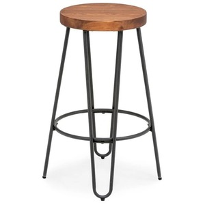 Ergonomic Contemporary Counter Height Pub <b>Stool</b> Decorative Metal Frame with Wooden Top Bar Restaurants Hotels Outdoor Settings - Product Image 4