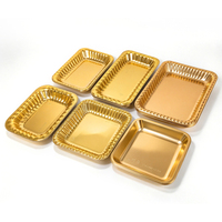 Gouden PET plastic voedseltrays, wegwerpfolie verzegeltrays voor vlees, supermarkt, fruit, bakkerijverpakkingen, vierkante blistertrays