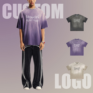 T-shirt vintage pour homme en coton 100% délavé à l'acide, délavé, à manches courtes, surdimensionné, 250 g/m², t-shirts - Product Image 1