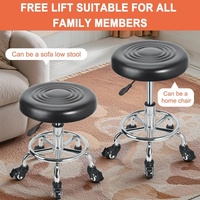 Tabouret roulant pneumatique réglable en hauteur, rembourré en PU, pivotant à 360°, pour garage, atelier, salon de beauté