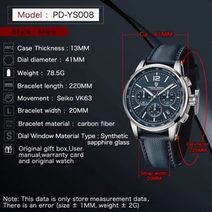 Reloj de Cuarzo para Hombre PAGANI DESIGN PD-YS008, Nuevo, de Lujo, Casual, VK63, Resistente al Agua 100M, Cristal de Zafiro, Acero Inoxidable - Product Image 6
