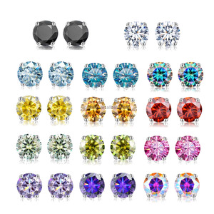GRA Certificado 925 Plata <span class=keywords><strong>de</strong></span> Ley 18K Chapado en <span class=keywords><strong>oro</strong></span> D Color VVS cuadrado Moissanite Huggie Stud Pendiente Hombres Mujeres Tornillo Pendiente trasero - Product Image 4