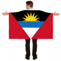 Cape patriotique personnalisée drapeau national d'Antigua, en polyester, à porter sur le corps, avec les mains en plein air, pour l'encouragement lors des matchs sportifs