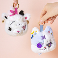 Gantungan Kunci Rusa 10CM Gaya Gotik Gelap dengan Mata Kancing Berbentuk Kelinci Beruang, Hadiah Gantungan Tas, Ornamen Ransel Kawaii, Mainan Boneka Plush