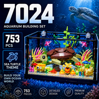 Set de Bloques de Construcción de Acuarios al por Mayor, Ladrillos de Exhibición de Animales Marinos con Temáticas de Tiburón, Medusa y Tortuga Marina, Juguete Educativo STEM para Niños