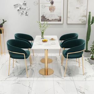 Chaise de salle à manger en tissu velours moderne de luxe avec pieds en métal pour la maison et l'hôtellerie - Product Image 2