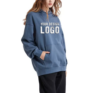 Sweat-shirts pour femmes à col rond, couleur unie, poids lourd 430g, personnalisables, MOQ faible, mode décontractée, épaules tombantes, amples - Product Image 5